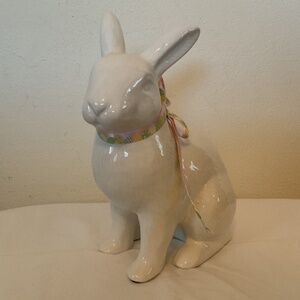 Ceramic White Sitting Rabbit Figurine